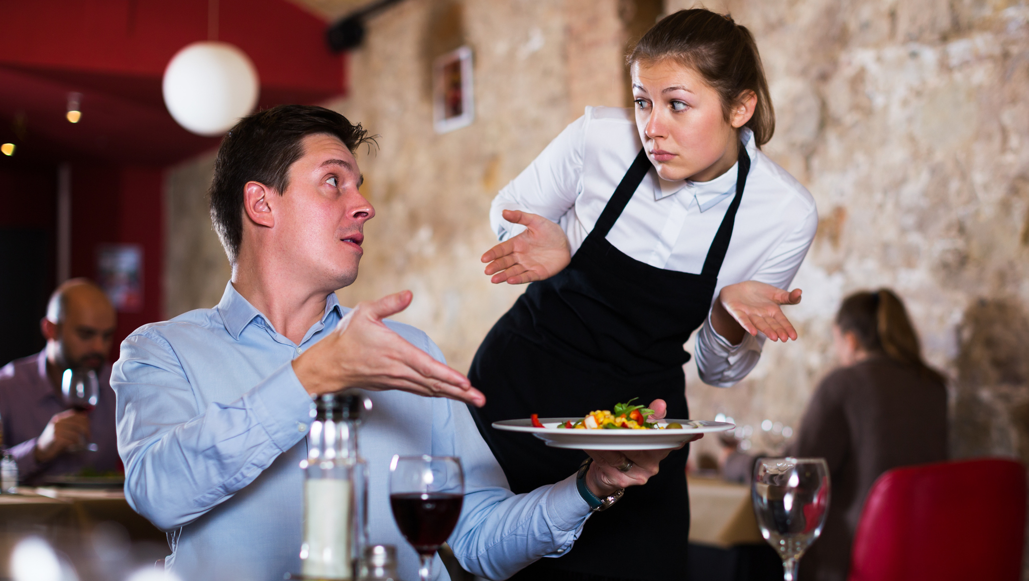 Angry diner and wait staff