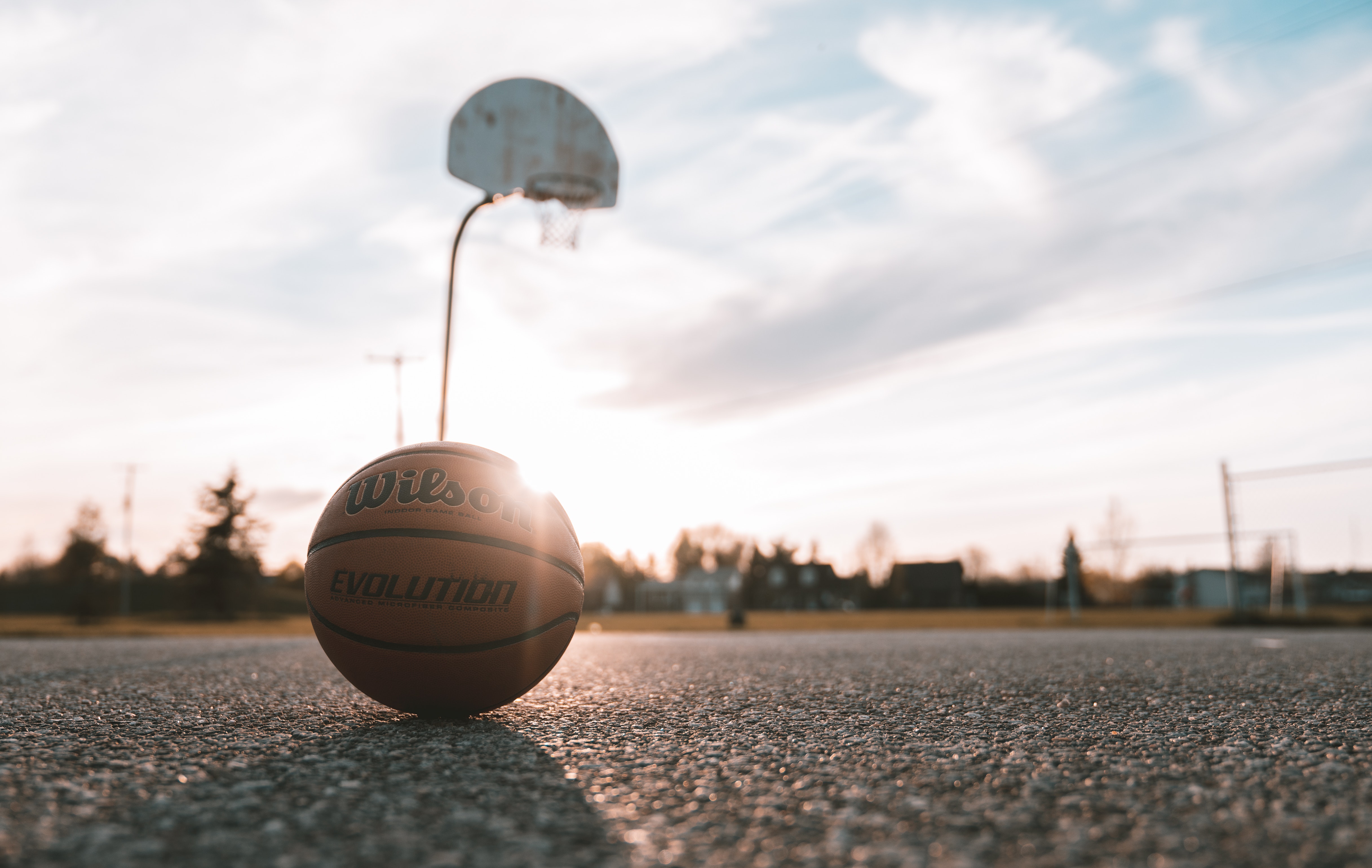 Basketball and hoop.