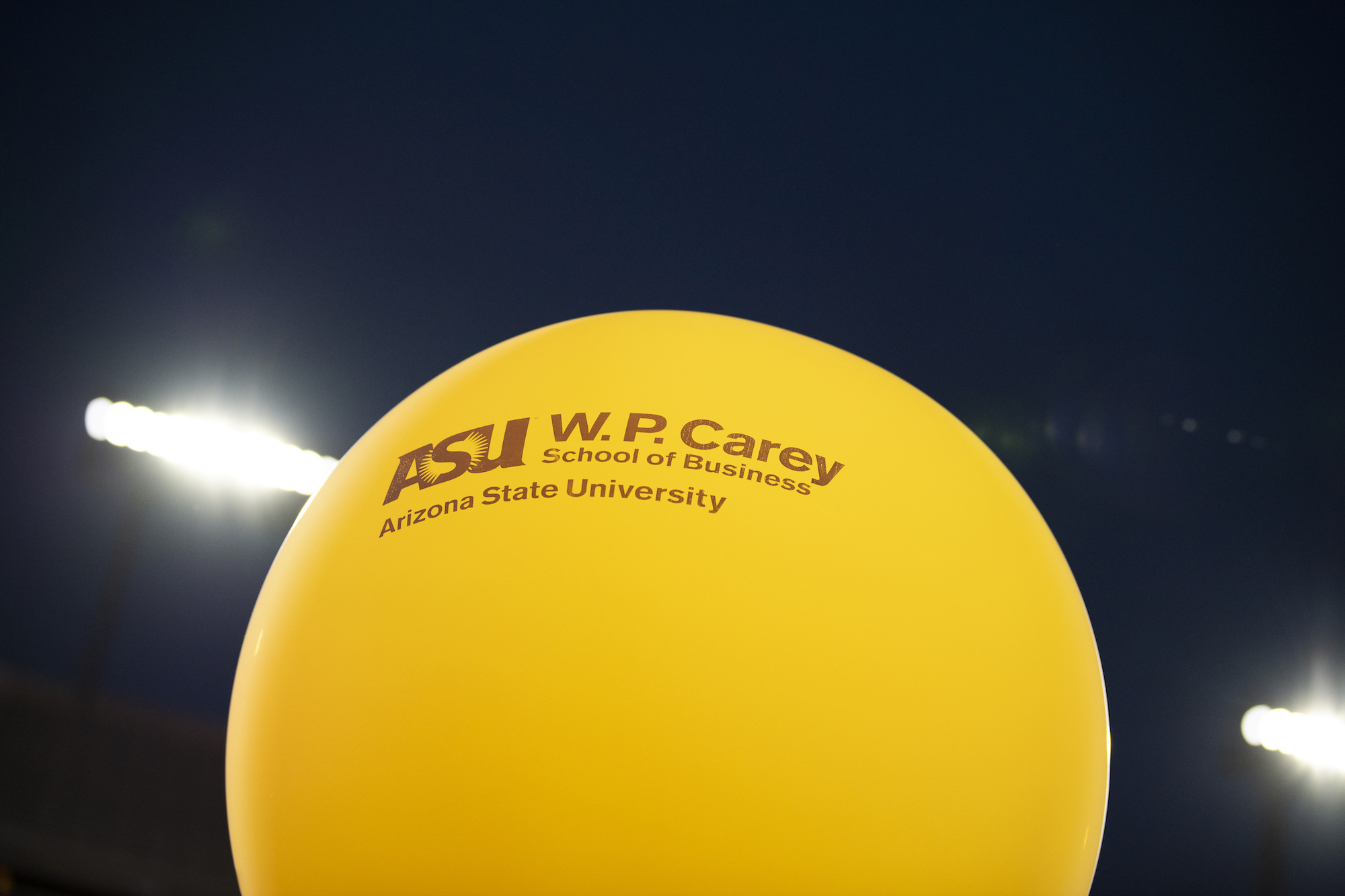 A W. P. Carey decorative balloon for a graduation ceremony