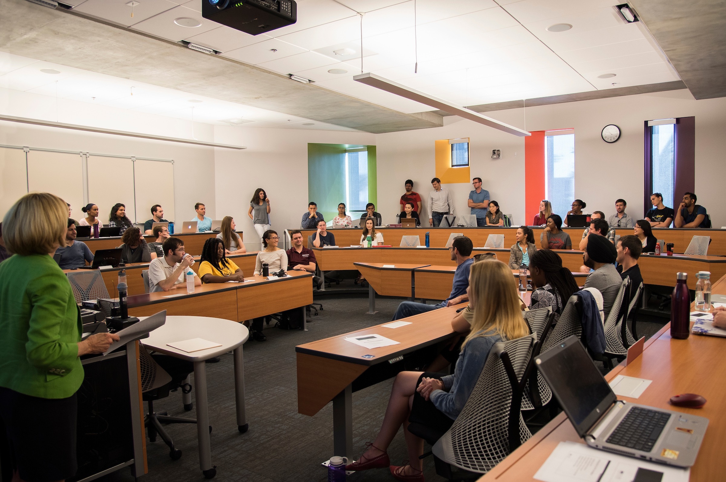 Students in a classroom in McCord Hall.