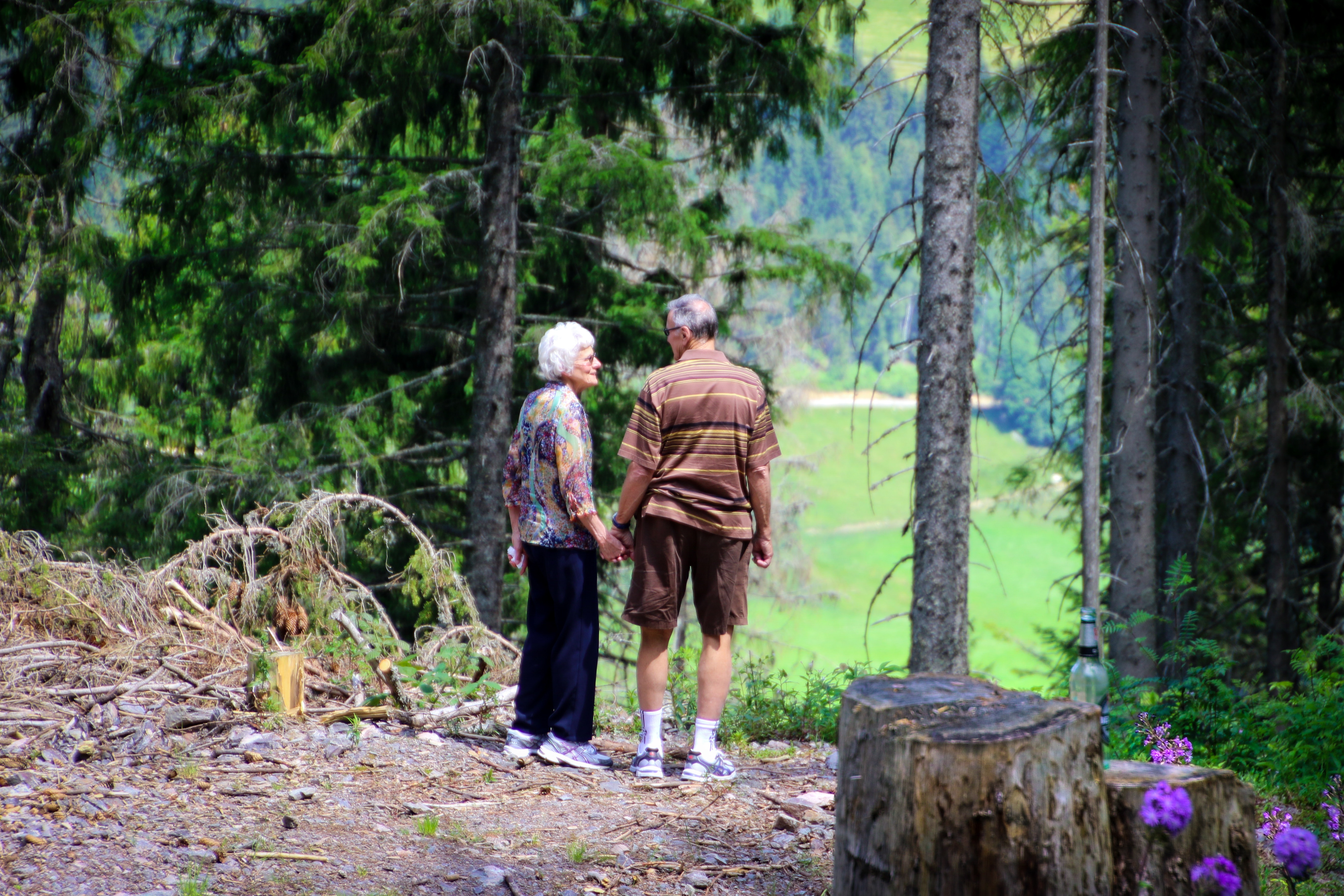 Couple standing in the forest