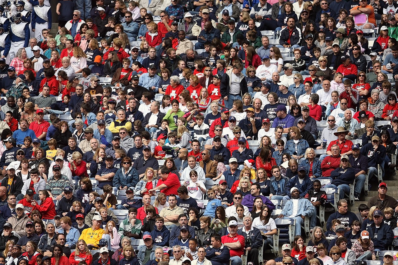 Crowd of sports fans.