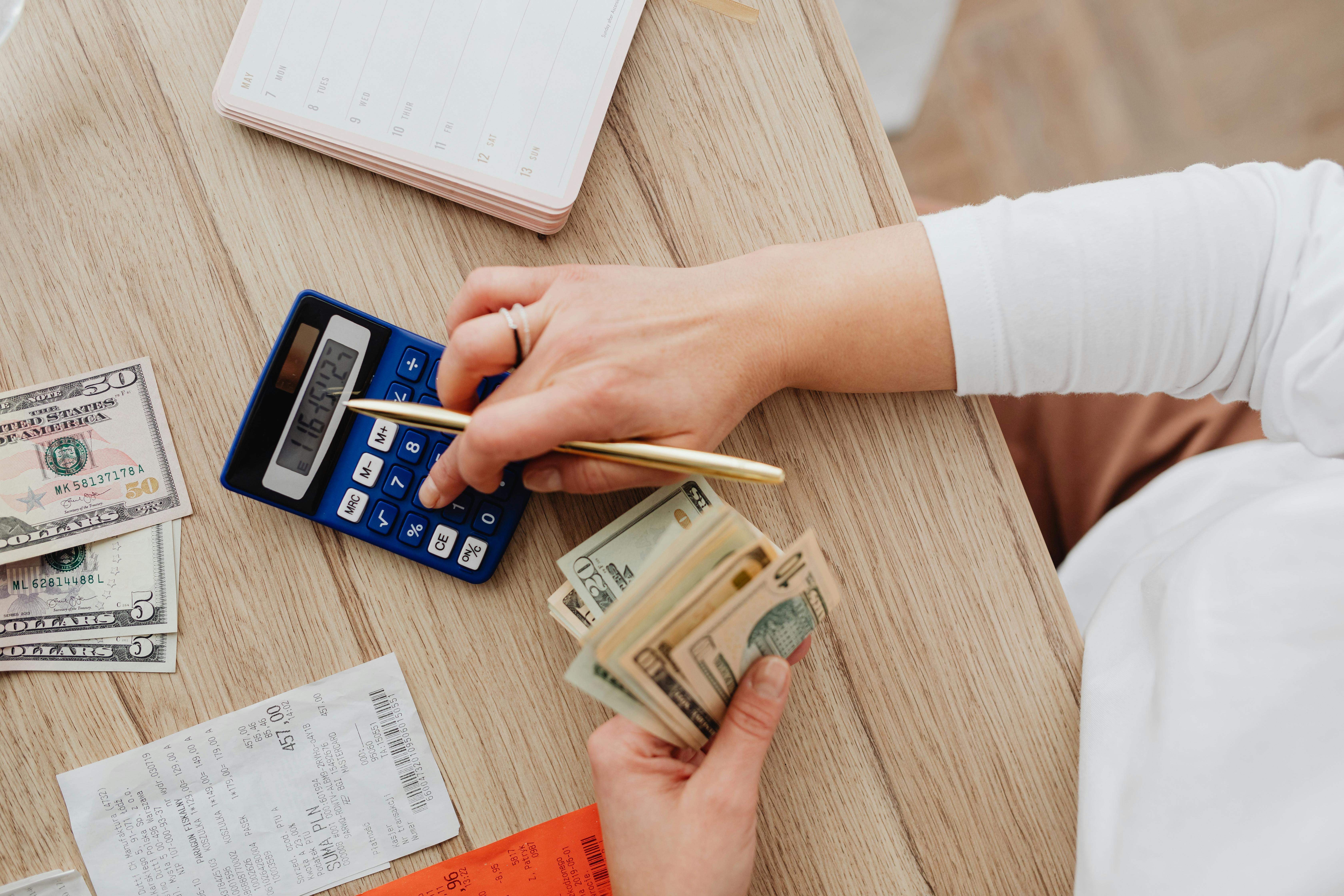 A person calculating money.