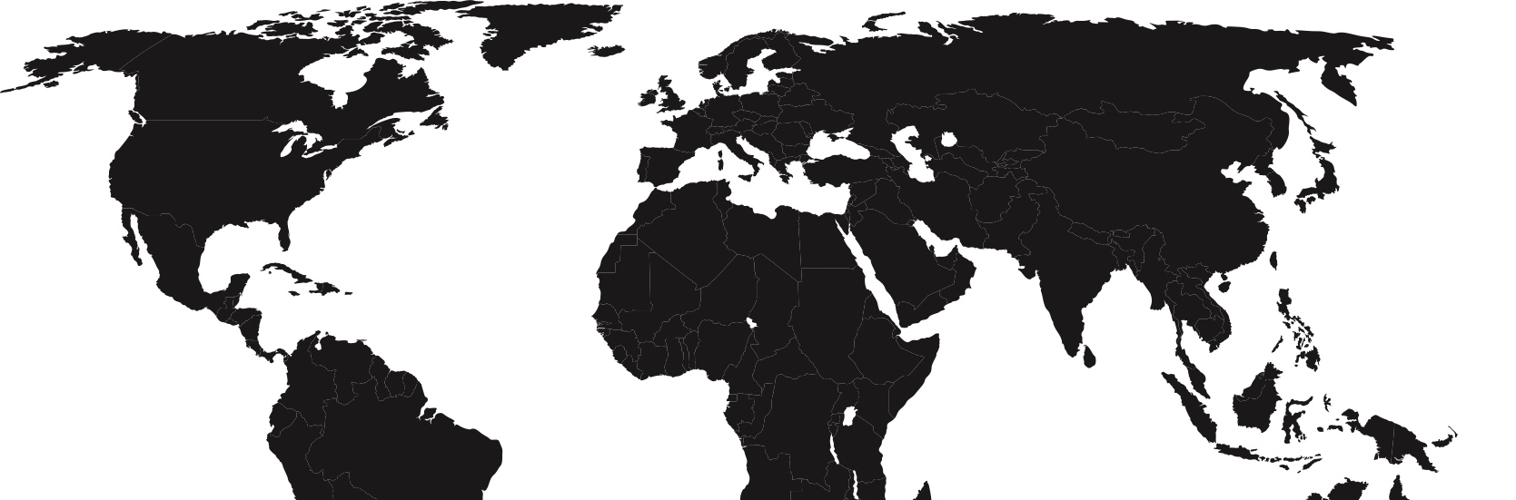 Black and white world map graphic