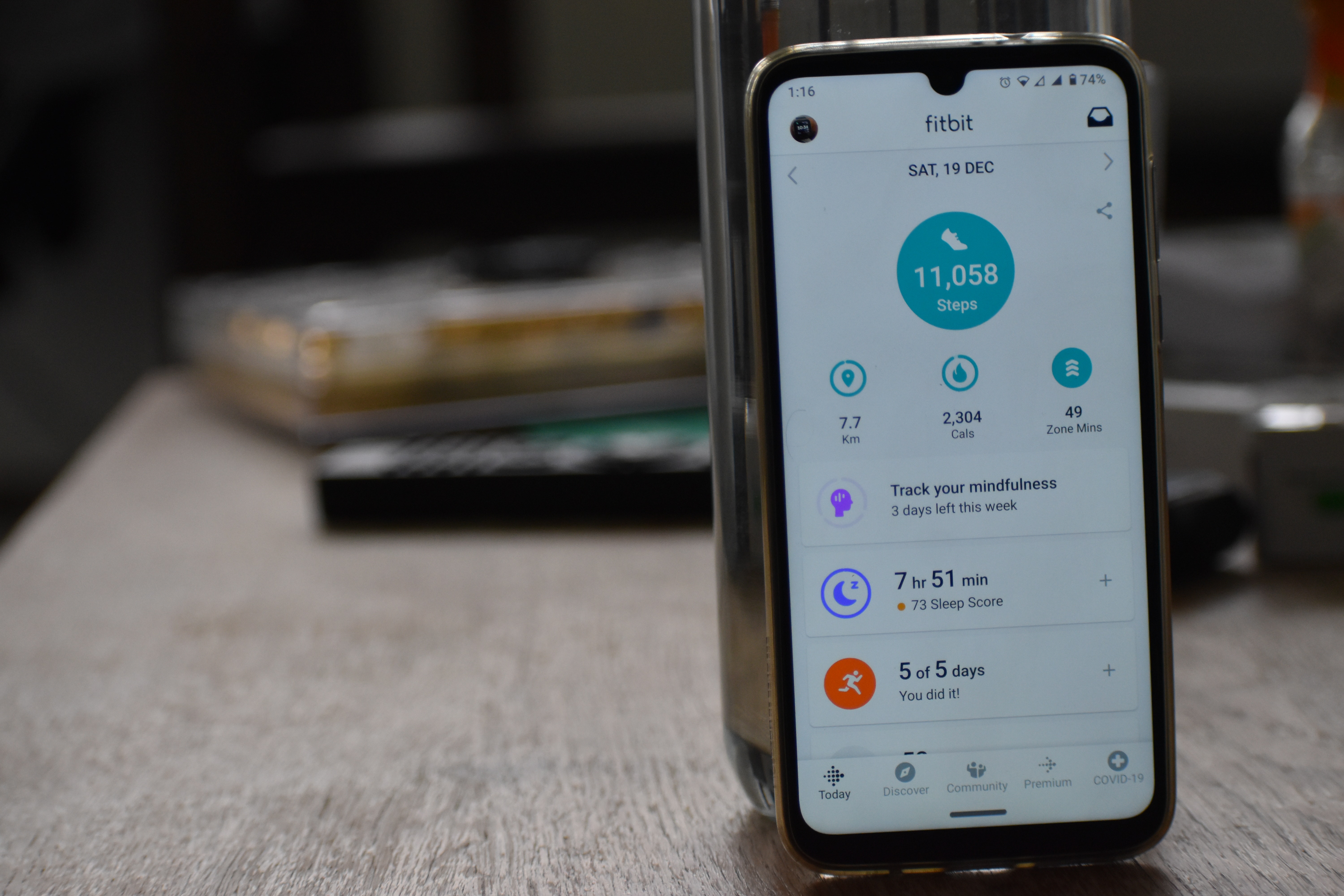 Fitbit app on phone.