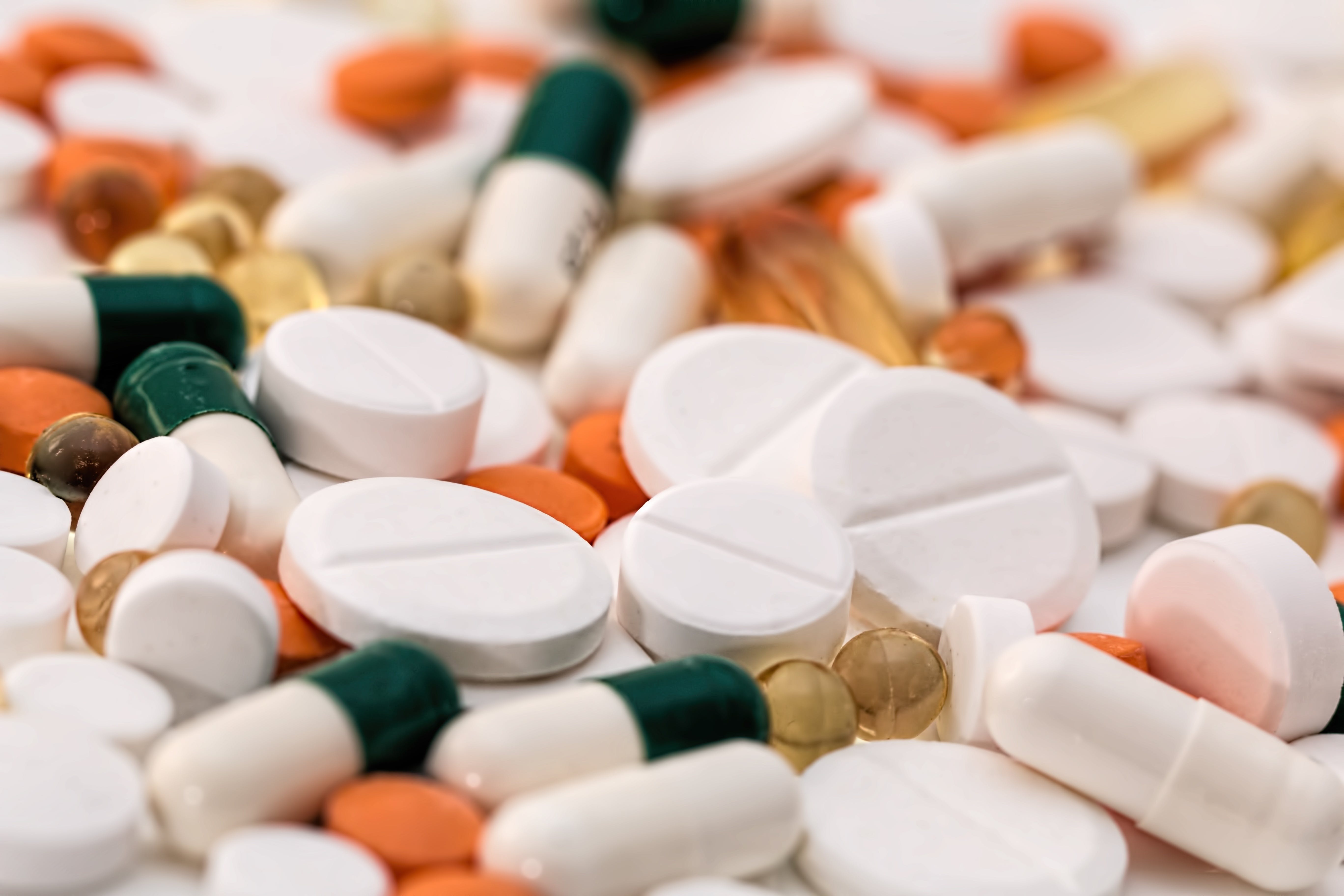 Photo of various pills and medication.