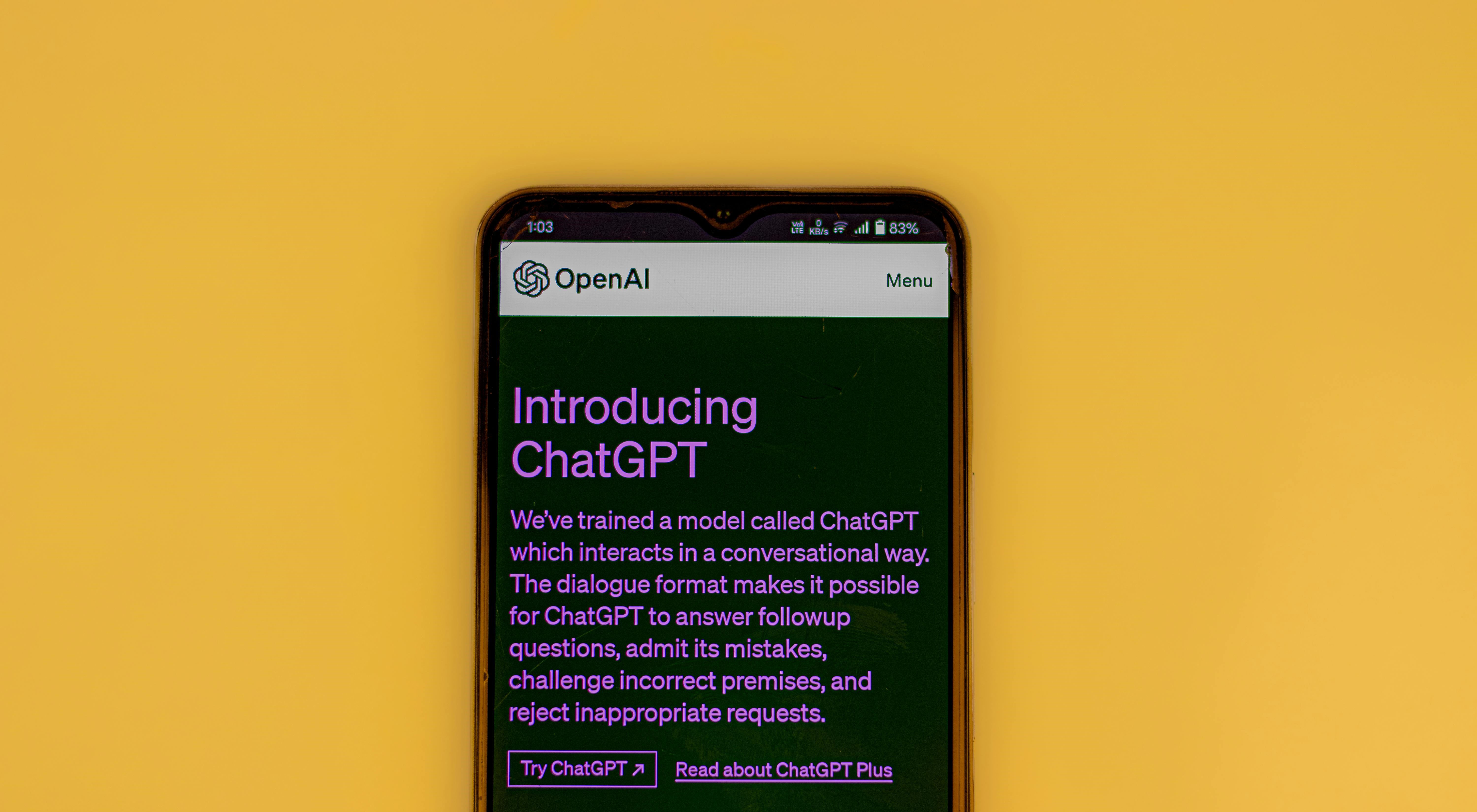 A phone showing the ChatGPT app.