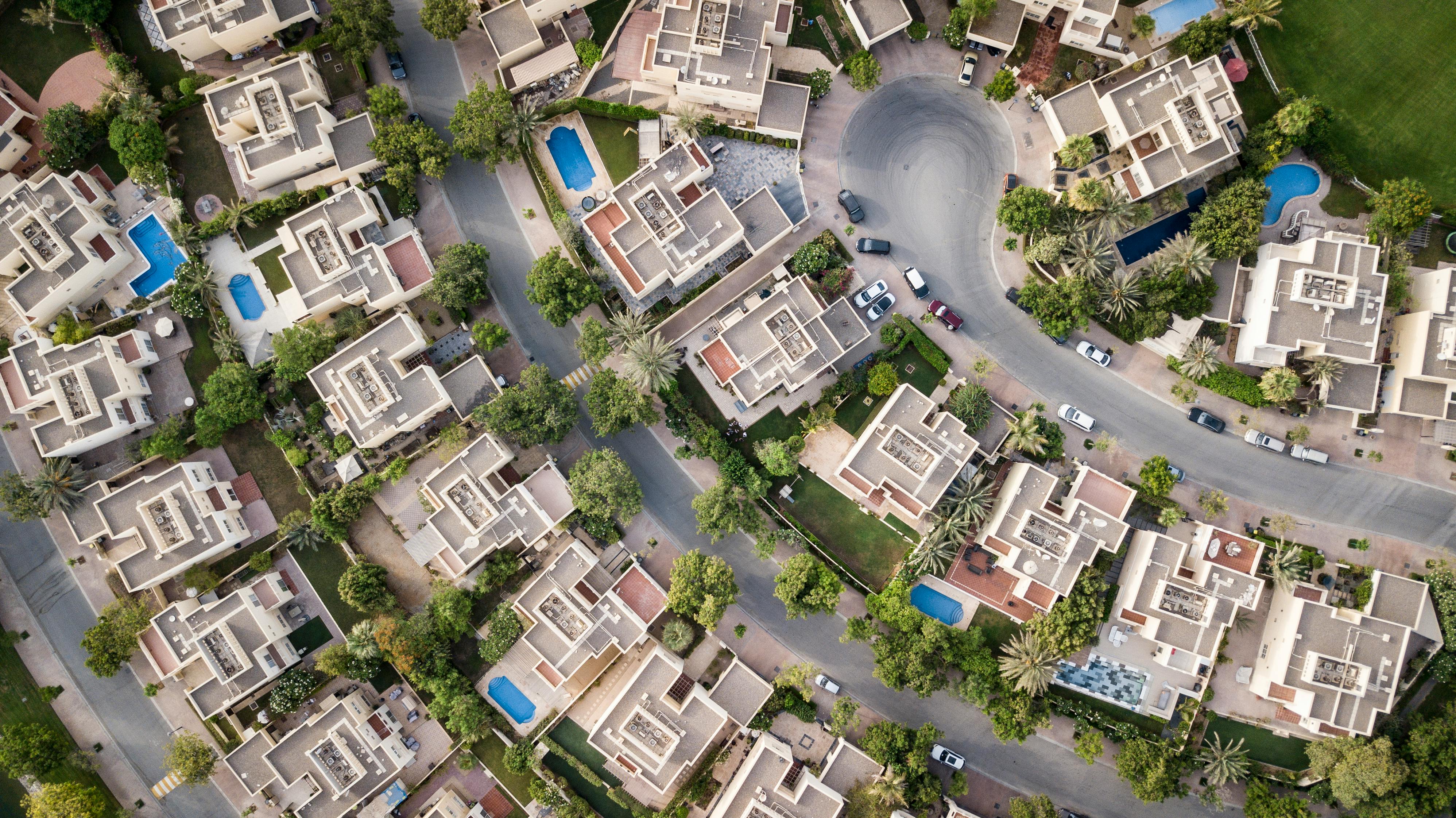 Houses on a cul-de-sac.
