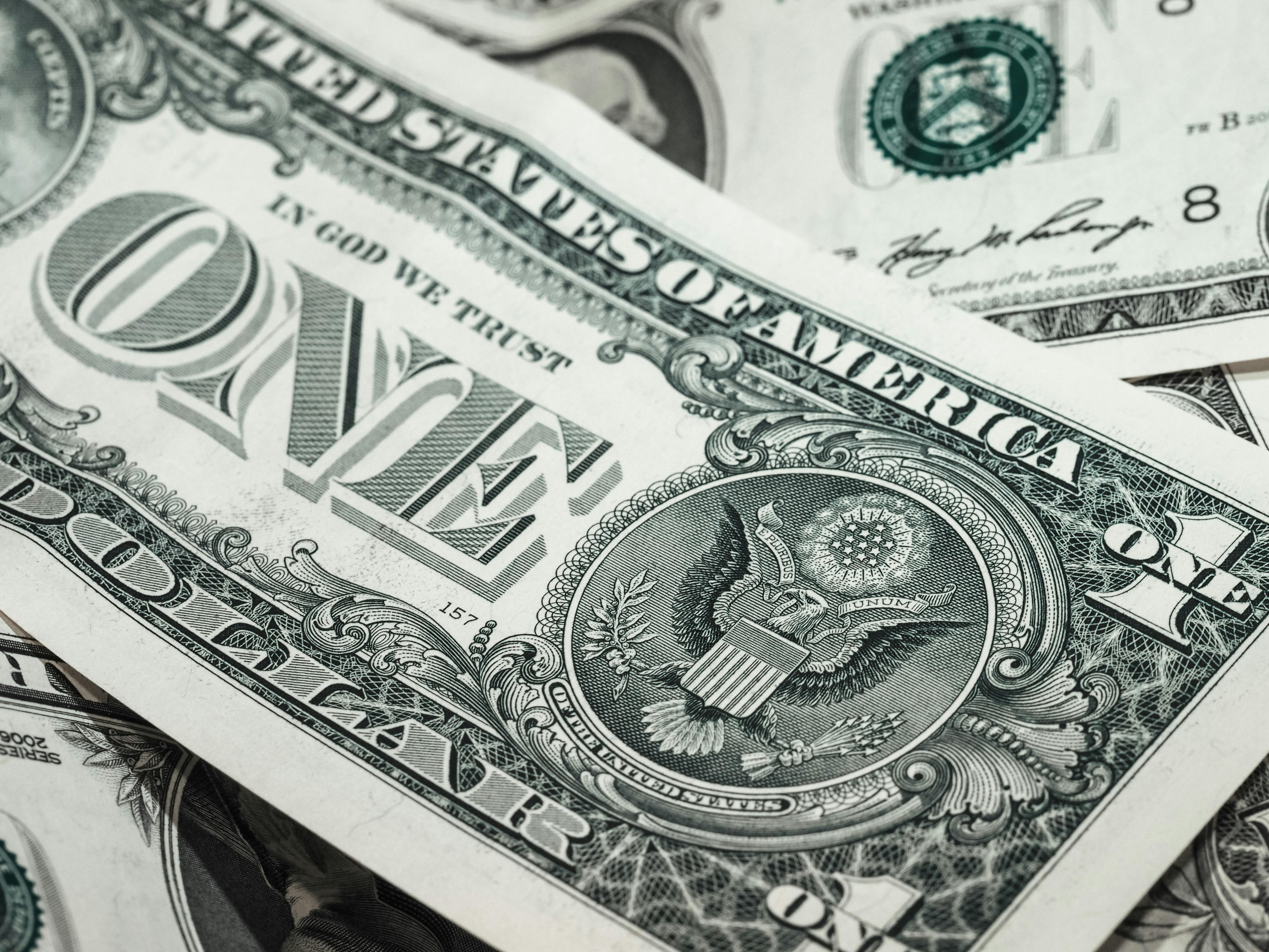 Several dollar bills.