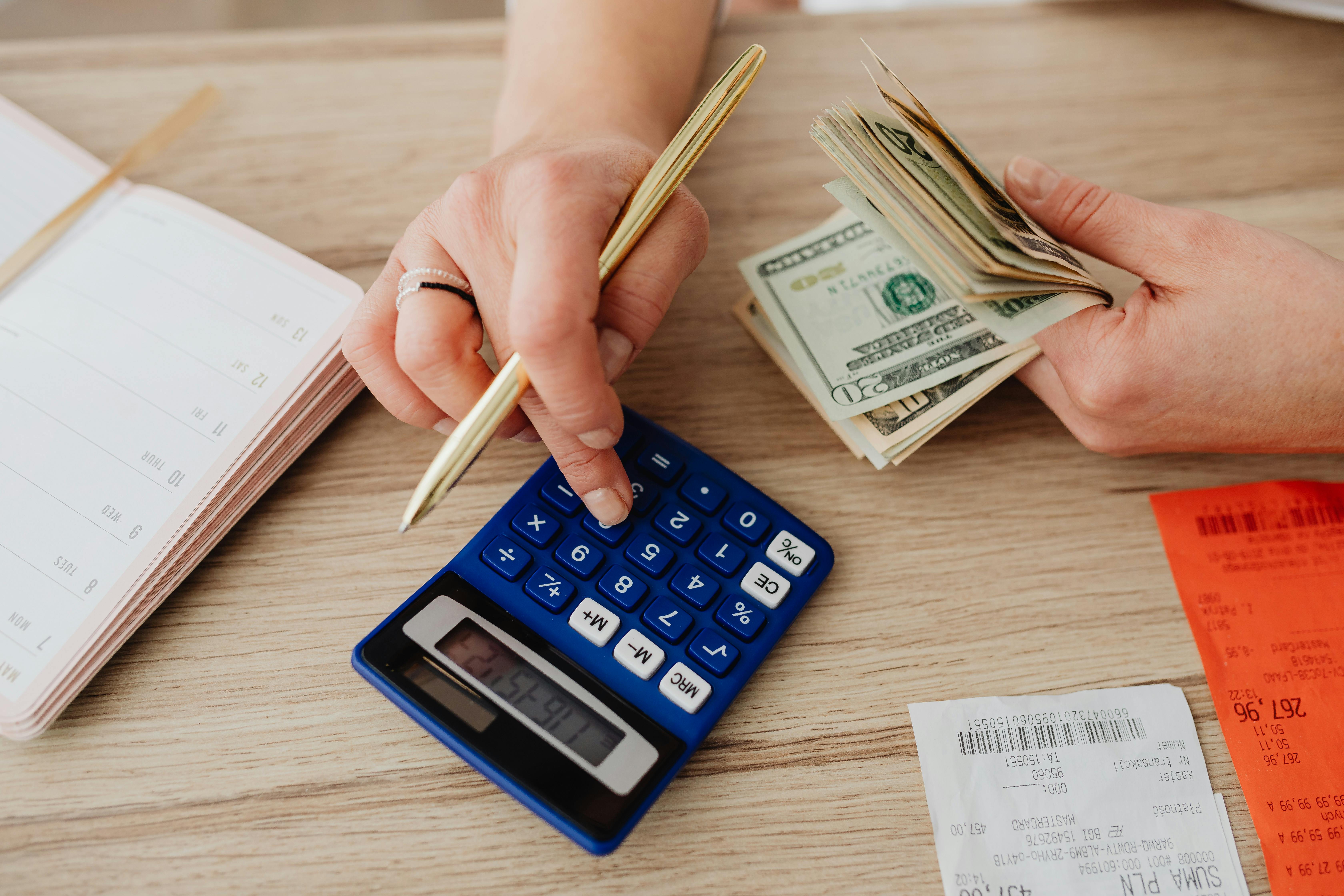 A person calculating money.