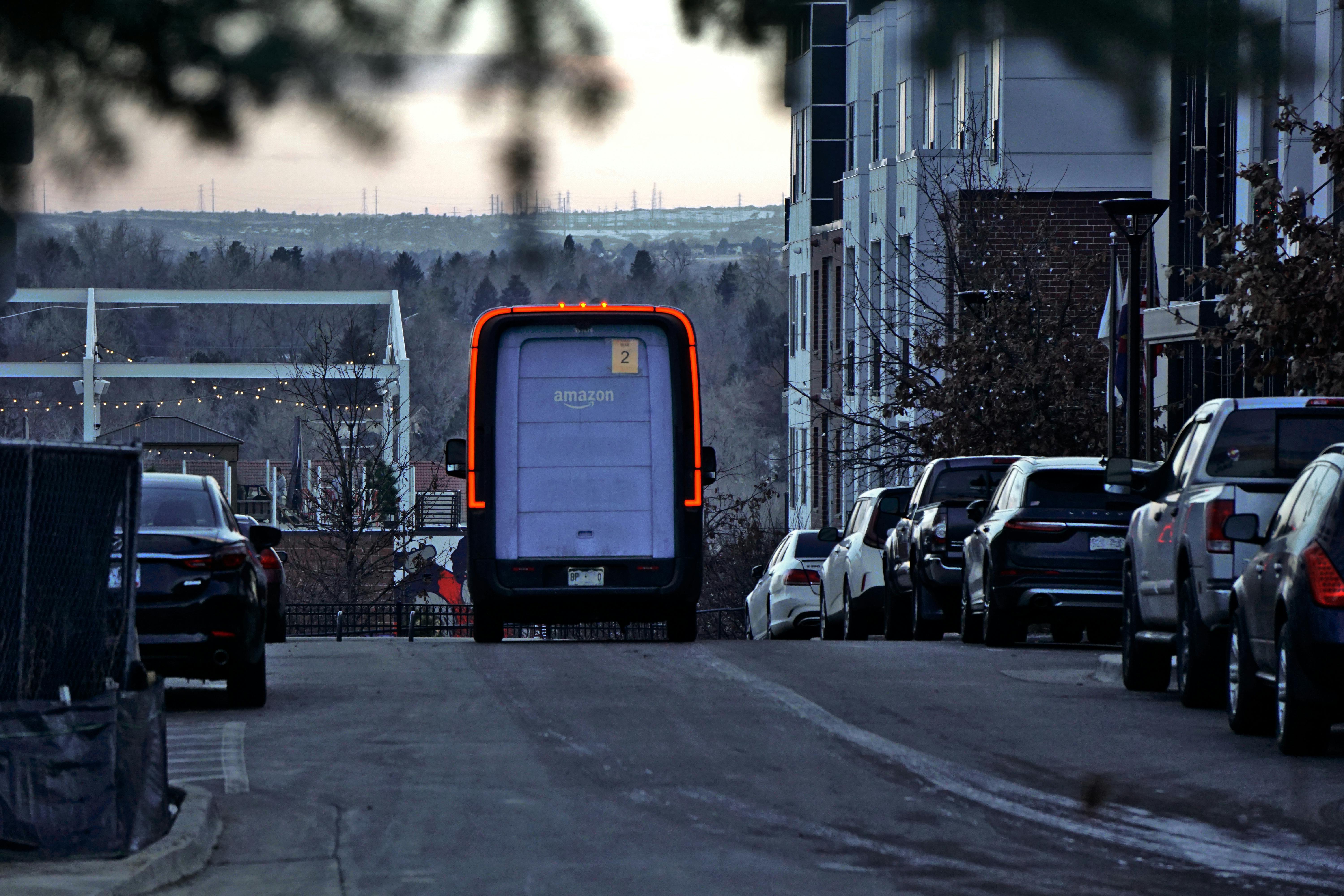An Amazon delivery truck.