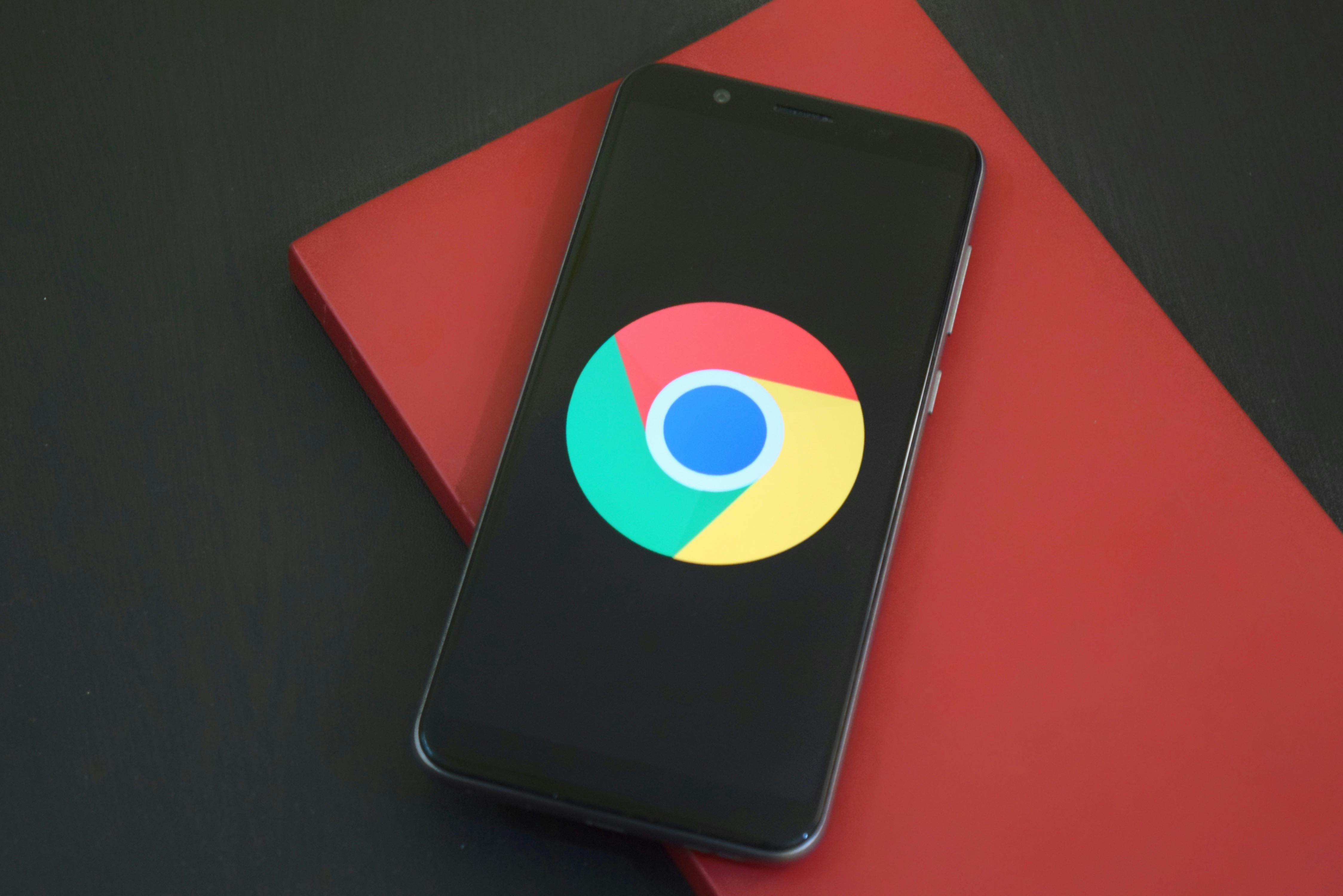 The Google logo on a cell phone.